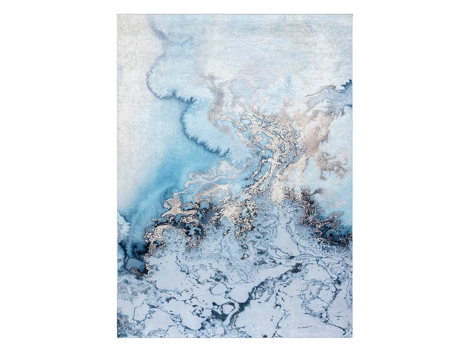 ANDRE 2248 tapijt wasbaar marmer antislip - blauw 80x150 cm