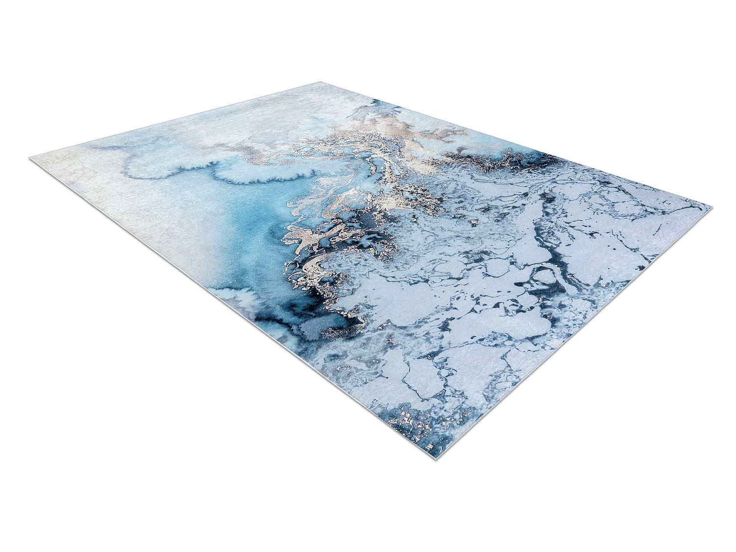 ANDRE 2248 tapijt wasbaar marmer antislip - blauw 80x150 cm