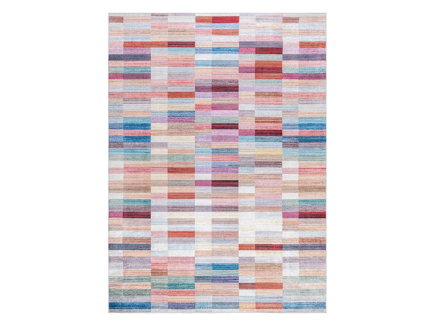 ANDRE 2295 tapijt wasbaar klaver Strips antislip - roze / blauw 120x170 cm