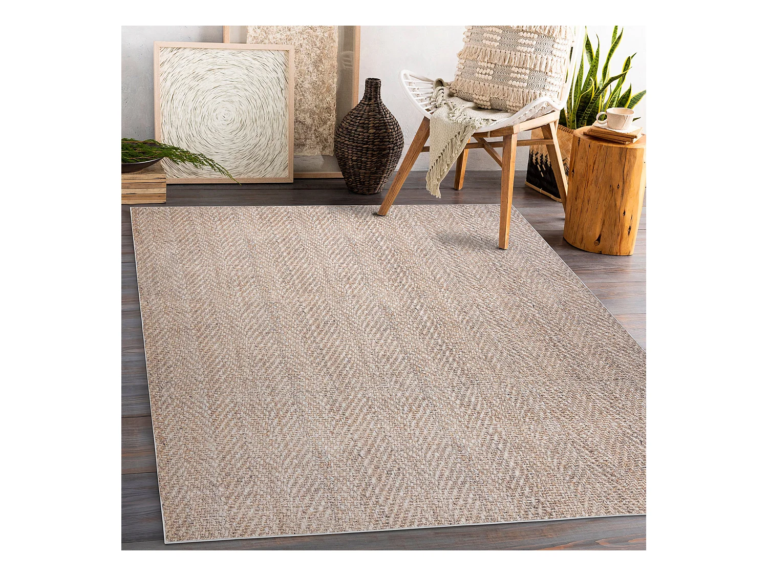 ANDRE 1577 wastapijt Chevron, visgraat antislip - beige 160x220 cm