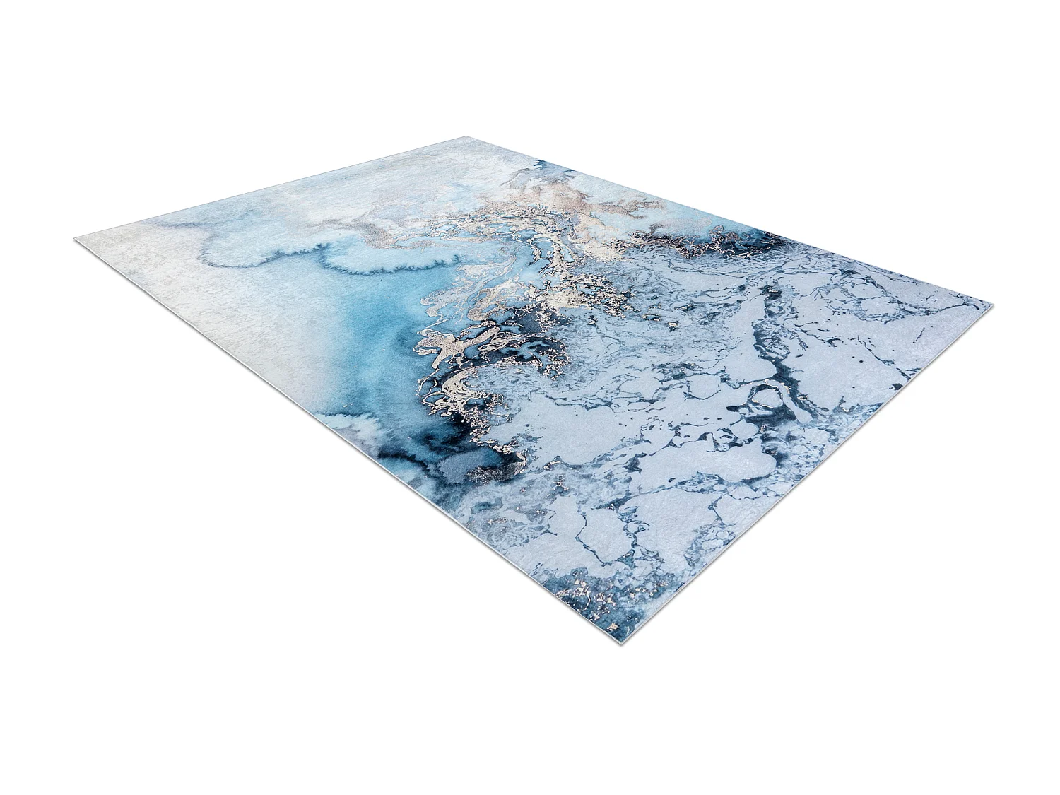 Tapis lavable ANDRE 2248 Marbre antidérapant - bleu 160x220 cm
