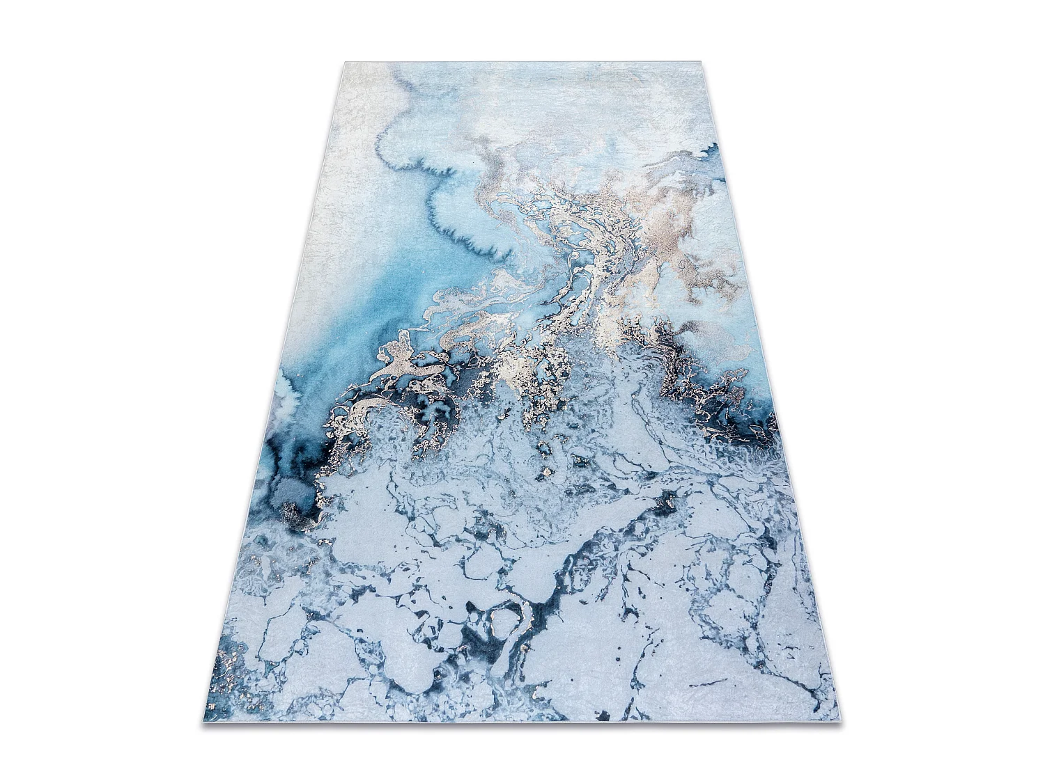 ANDRE 2248 tapijt wasbaar marmer antislip - blauw 160x220 cm