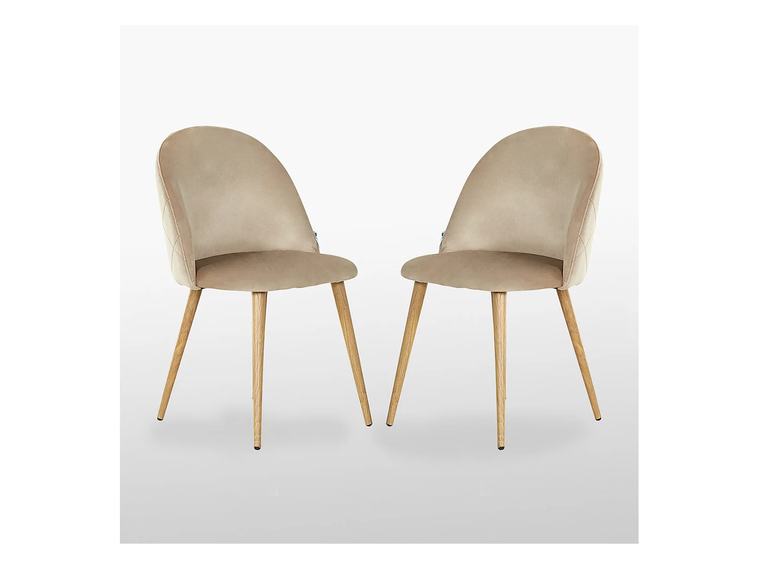 LUCIA - Lot de 2 Chaises en Velours - Inspiration Scandinave - Beige