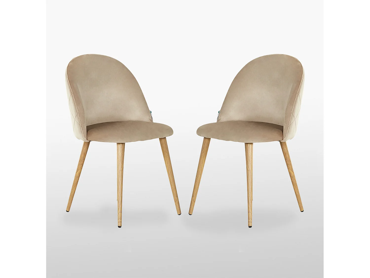 LUCIA - Lot de 2 Chaises en Velours - Inspiration Scandinave - Beige