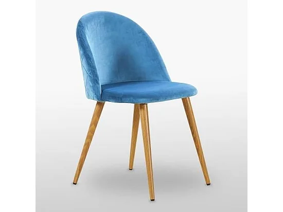 LUCIA - Chaise en Velours - Inspiration Scandinave - Bleu