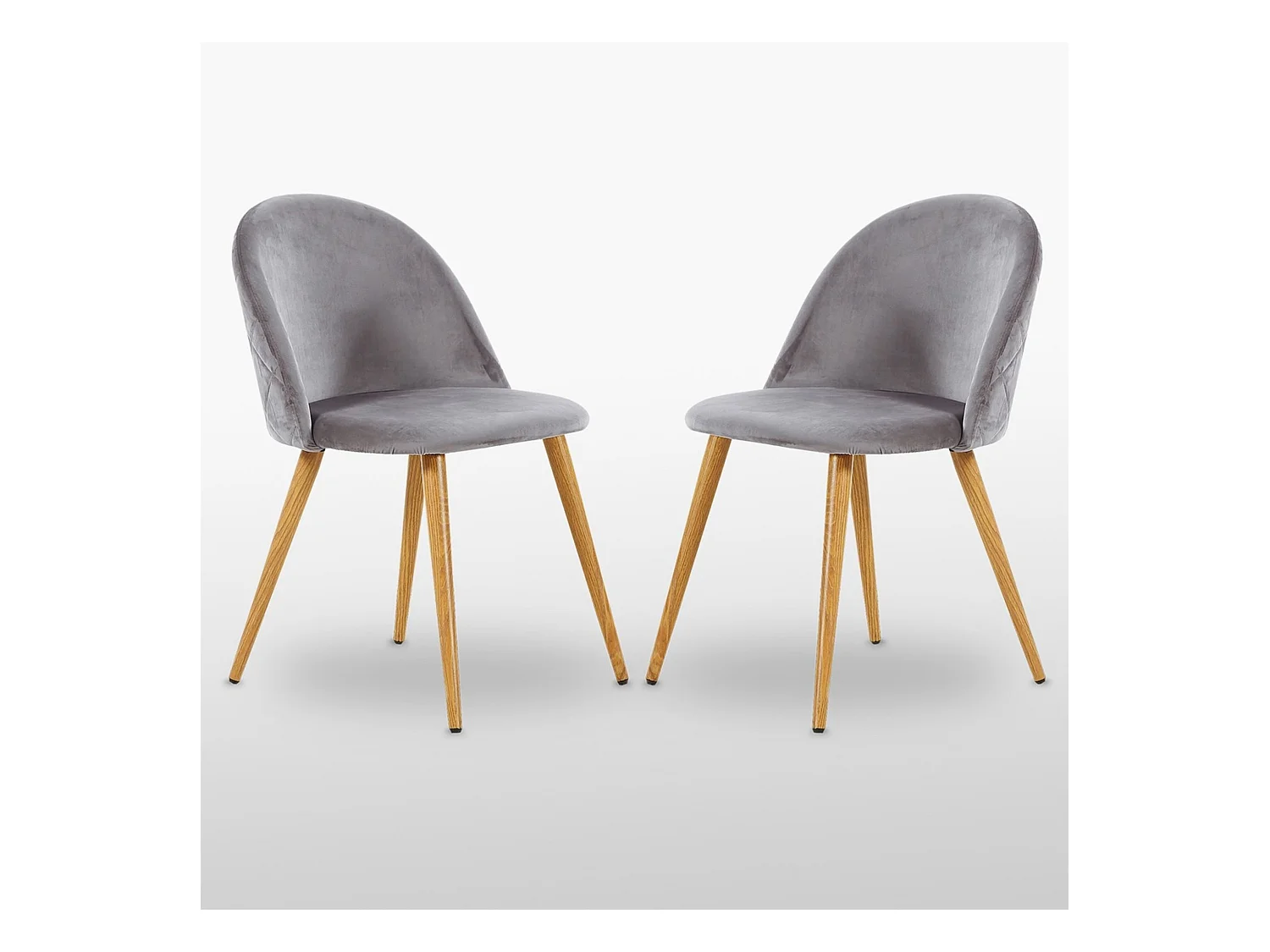 LUCIA - Lot de 2 Chaises en Velours - Inspiration Scandinave - Gris