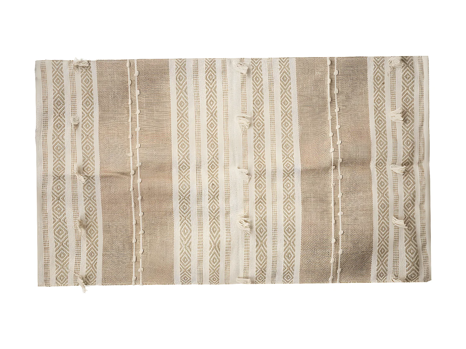 Tapis décoratif Ivoire en Jute et Coton motifs en relief 90 x 150 cm