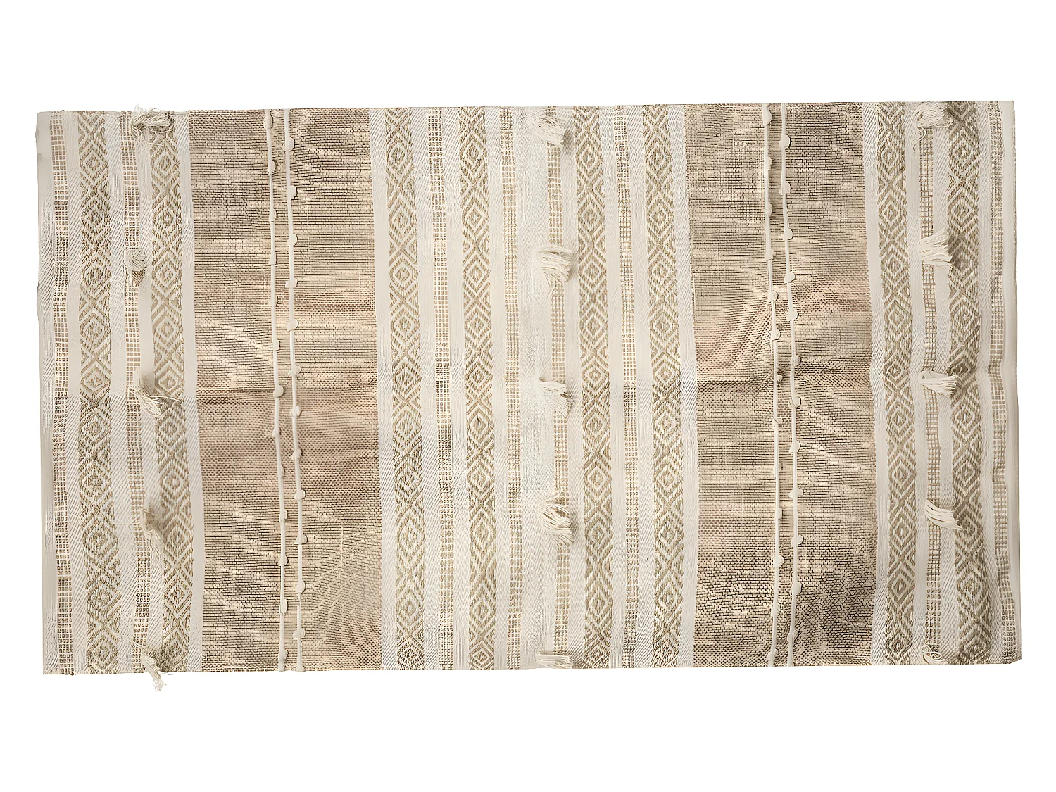 Tapis décoratif Ivoire en Jute et Coton motifs en relief 90 x 150 cm