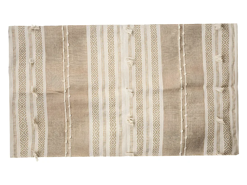 Tapis décoratif Ivoire en Jute et Coton motifs en relief 90 x 150 cm