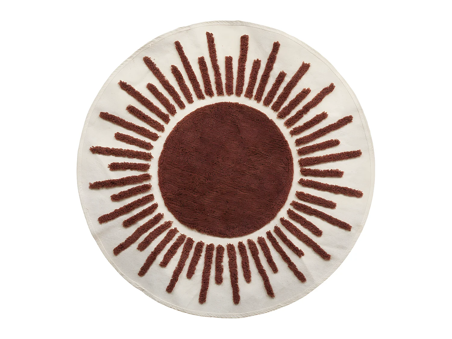 Tapis décoratif Ivoire et Canelle en Coton motifs tuftés D 90 cm