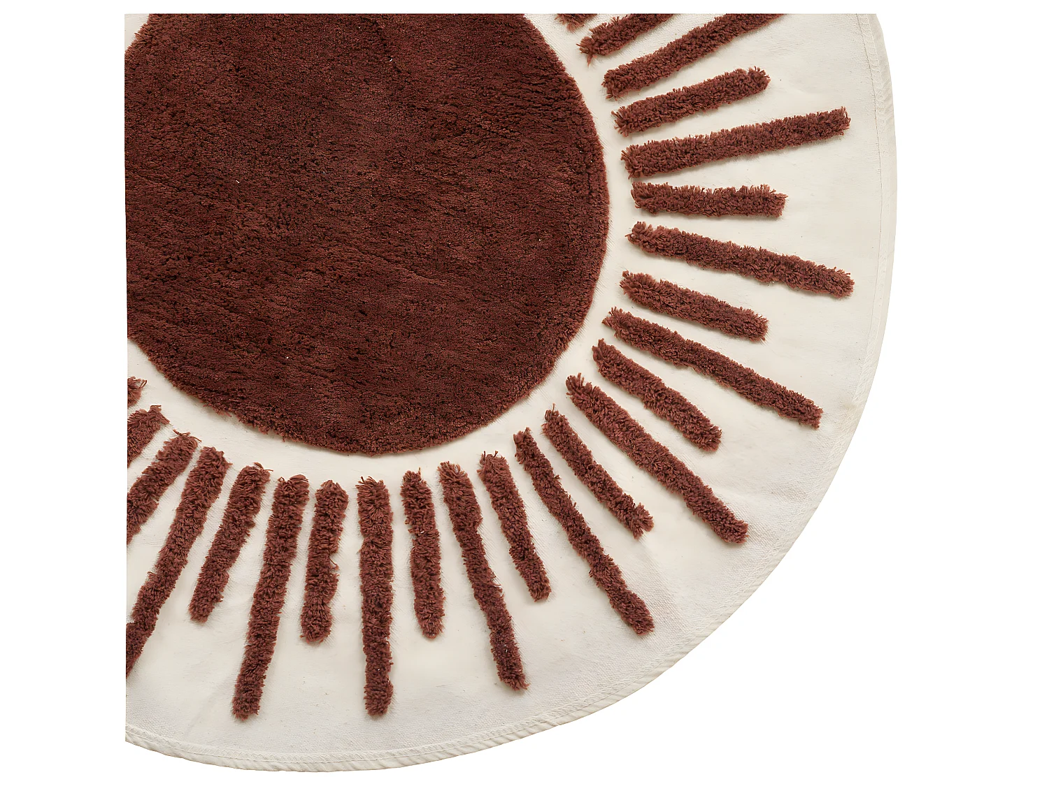 Tapis décoratif Ivoire et Canelle en Coton motifs tuftés D 90 cm