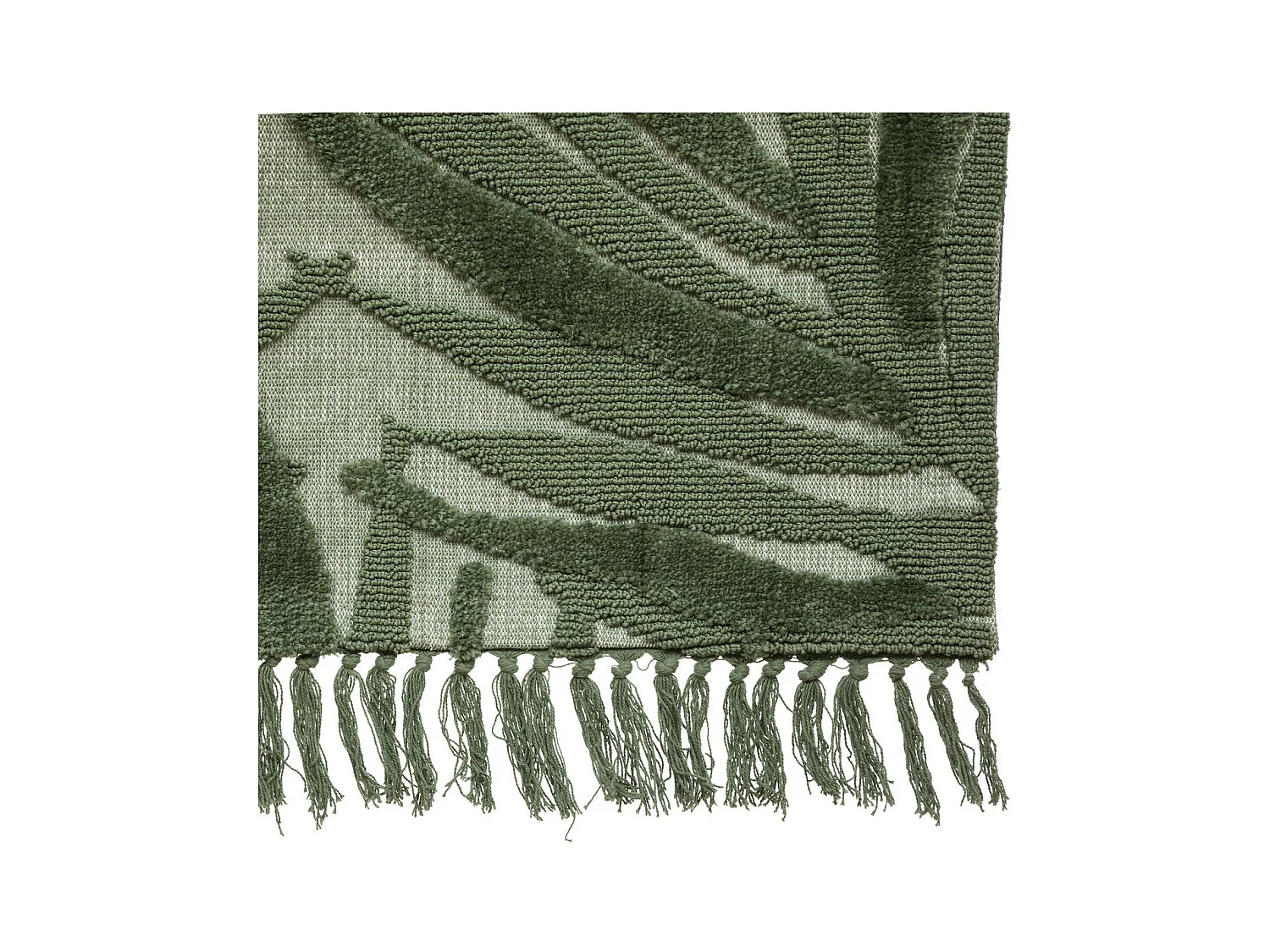 Tapis décoratif en coton vert motifs tuftés 120 x 170 cm