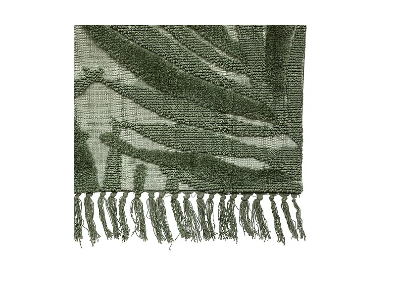 Tapis décoratif en coton vert motifs tuftés 120 x 170 cm