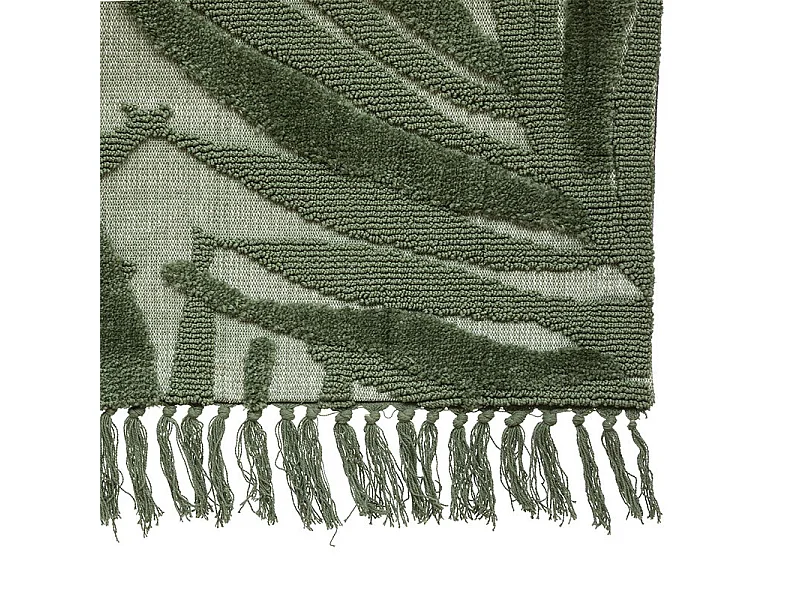 Tapis décoratif en coton vert motifs tuftés 120 x 170 cm