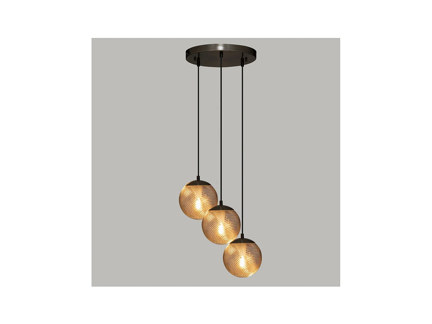 Luminaire Suspension 3 Lampes en métal et verre