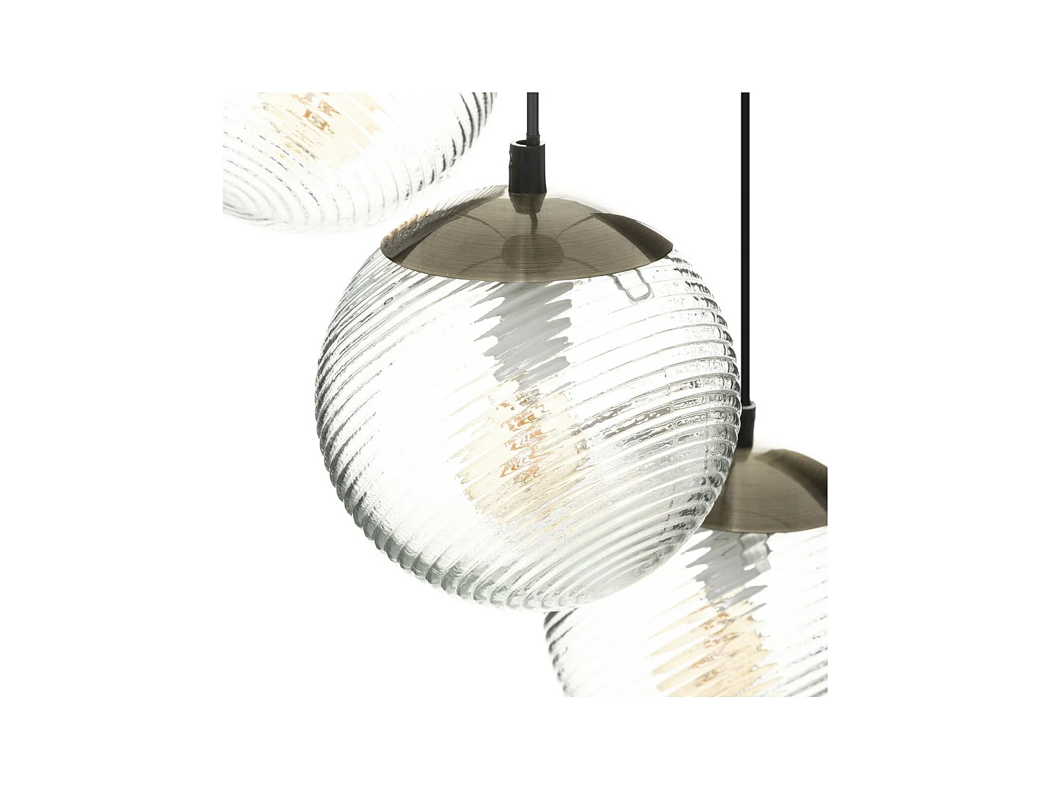 Luminaire Suspension 3 Lampes en métal et verre