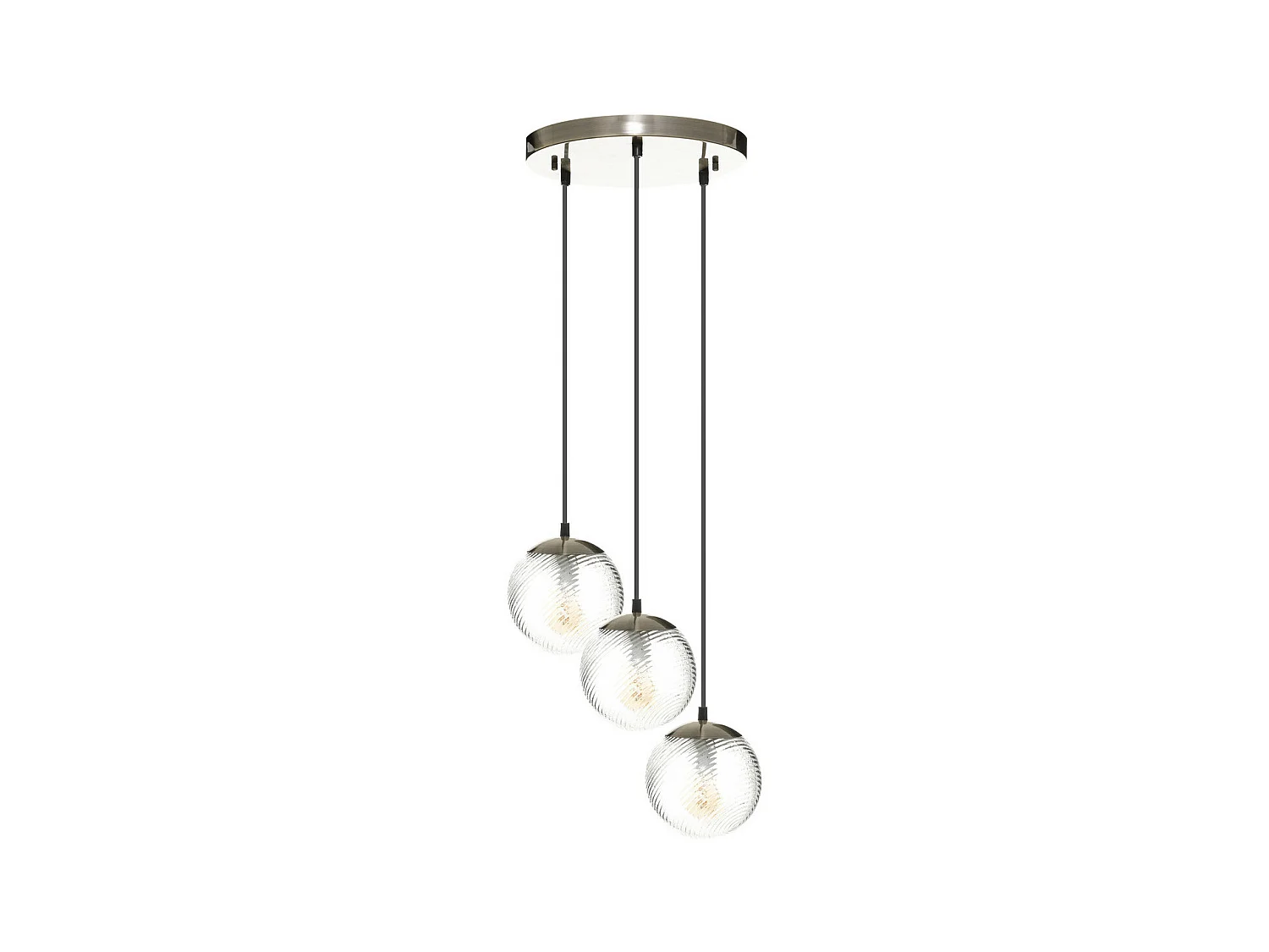 Luminaire Suspension 3 Lampes en métal et verre