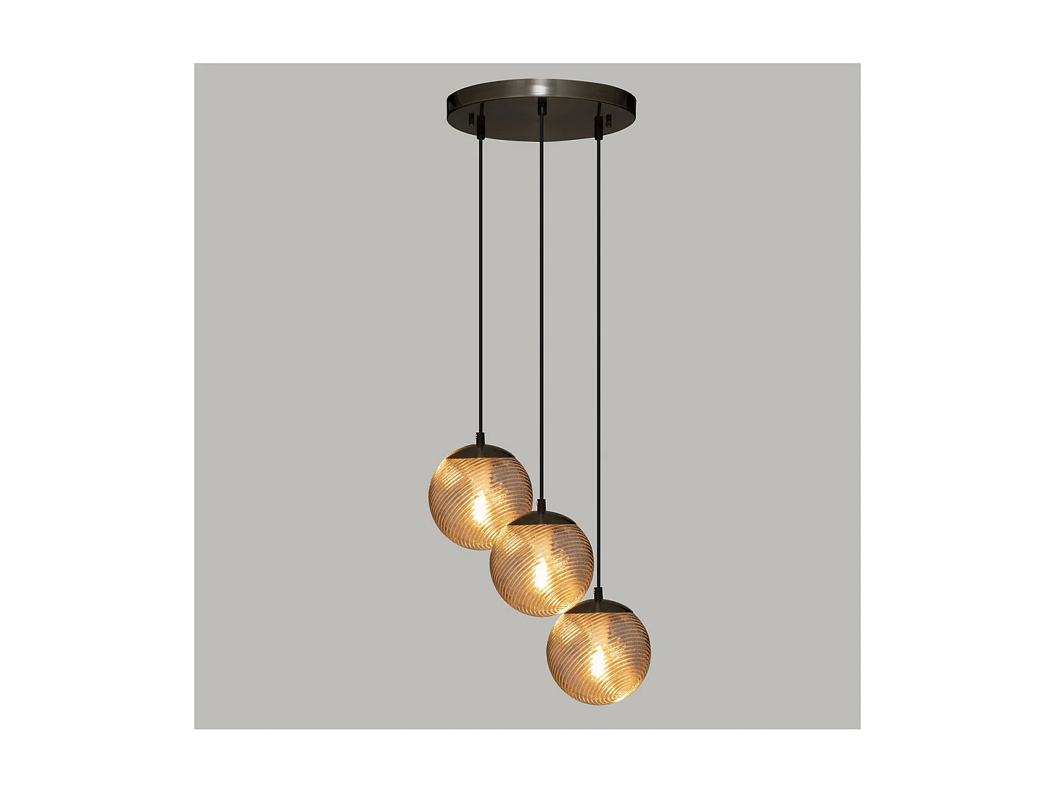 Luminaire Suspension 3 Lampes en métal et verre