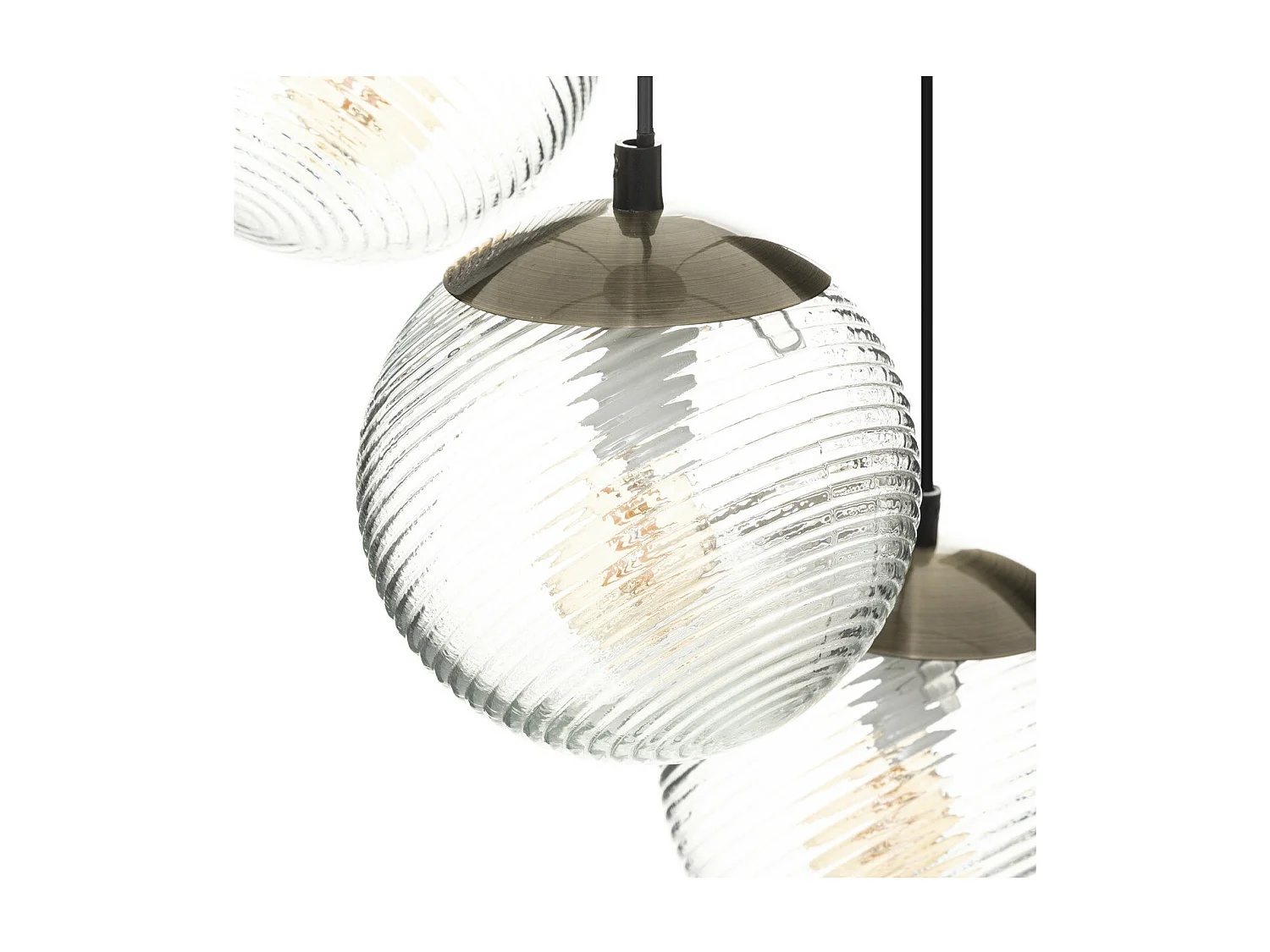 Luminaire Suspension 3 Lampes en métal et verre