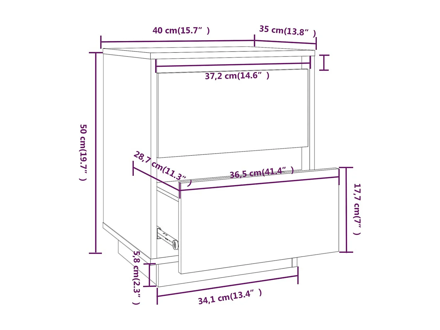 Table de chevet-Petite Table d'appoint-Table de nuit 40x35x50 cm Bois de pin solide