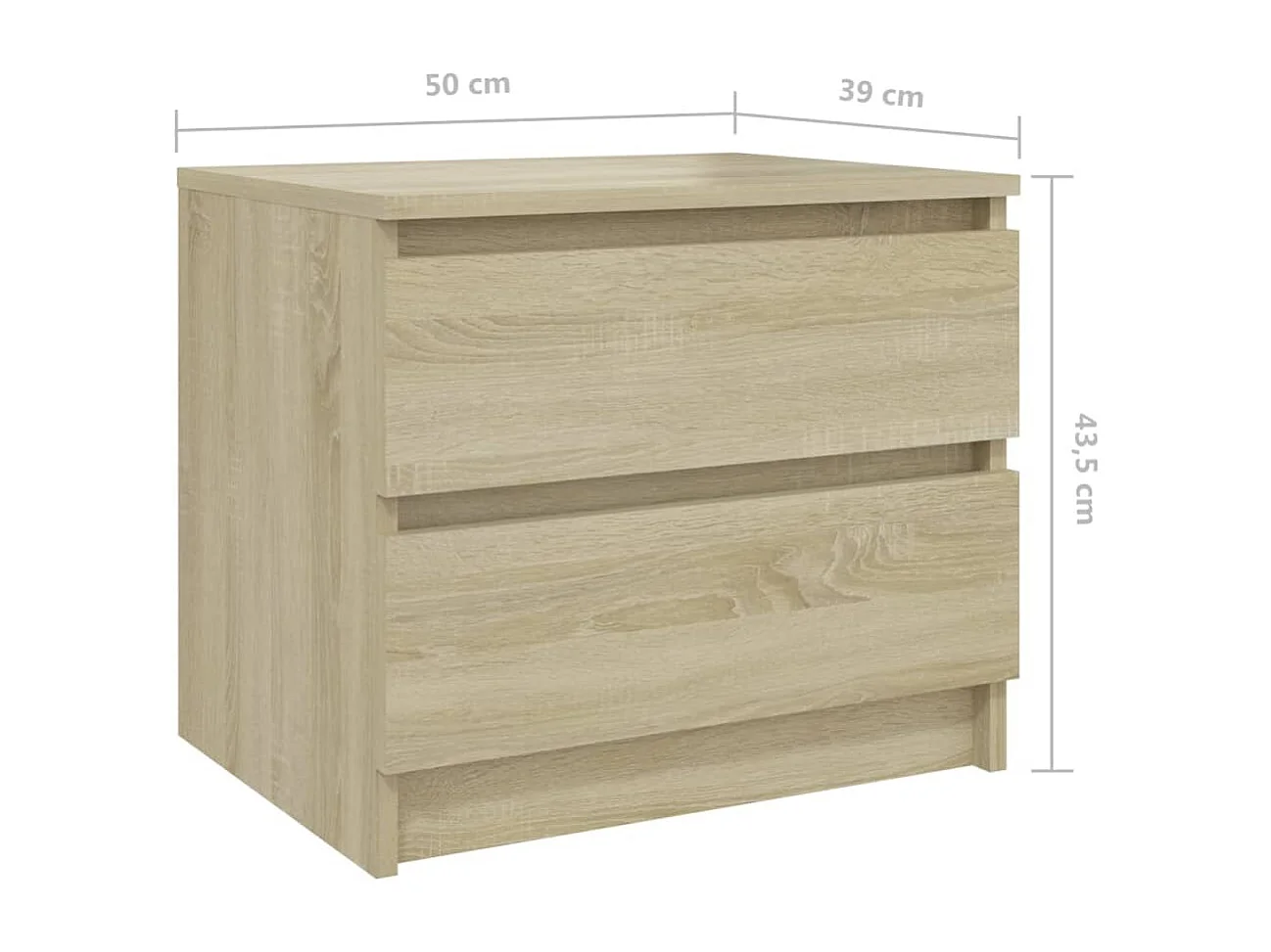 Mesita de noche | Mesilla de noche madera contrachapada roble Sonoma 50x39x43,5 cm