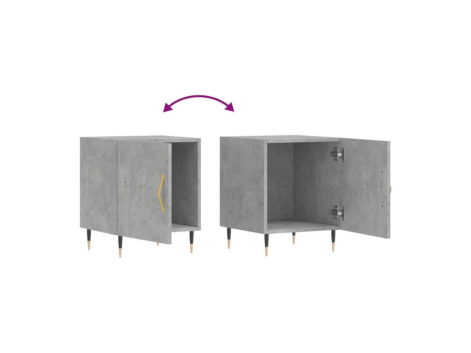 Lot de 2 Tables de chevet Étroite avec Étagère de rangement gris béton 40x40x50 cm bois d’ingénierie