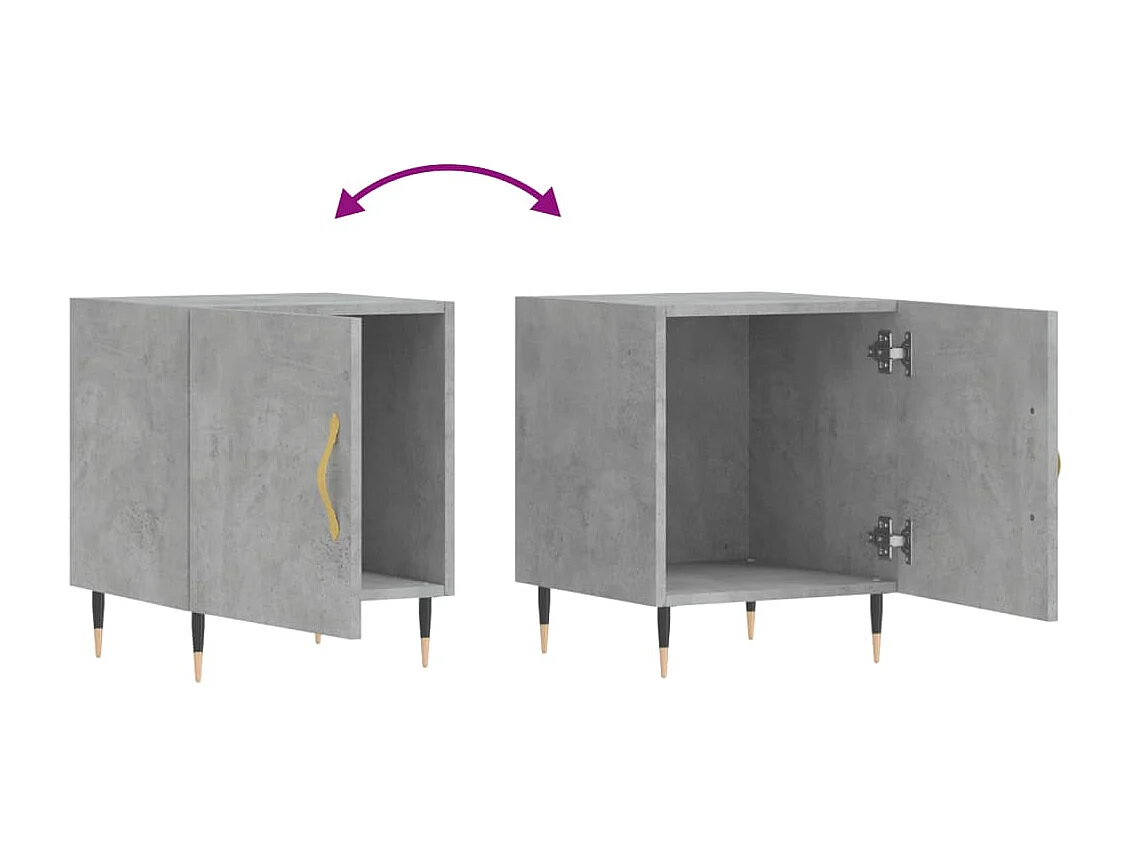 Lot de 2 Tables de chevet Étroite avec Étagère de rangement gris béton 40x40x50 cm bois d’ingénierie