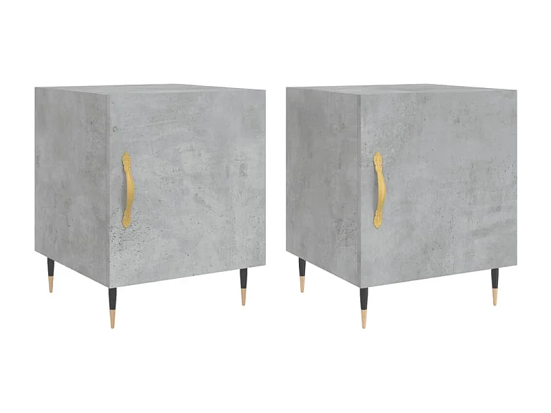 Lot de 2 Tables de chevet Étroite avec Étagère de rangement gris béton 40x40x50 cm bois d’ingénierie