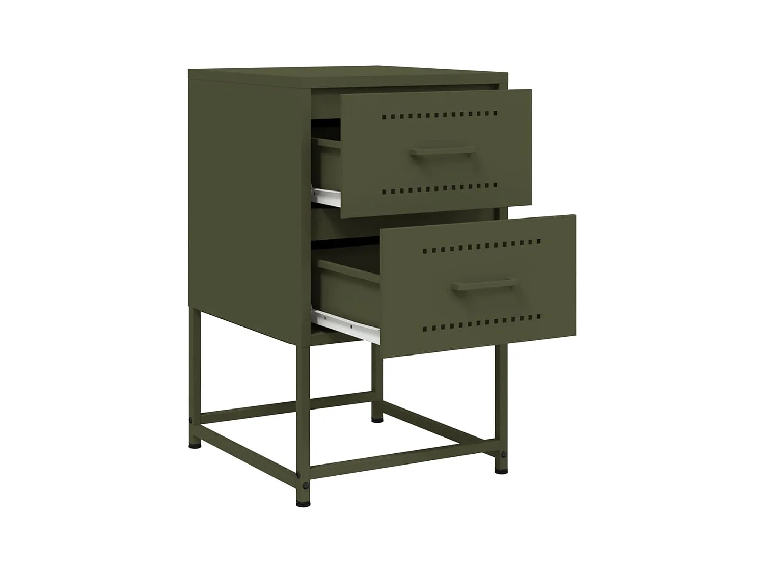Mesitas de noche | Mesilla de noche 2 unidades acero verde oliva 36x39x60,5 cm