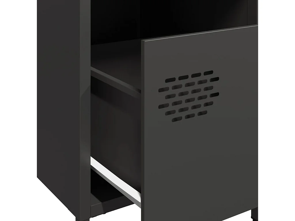 Nachttisch 2er Set-Beistelltisch-Nachttischkommode Schwarz 35x39x43,5 cm Stahl SHL67208