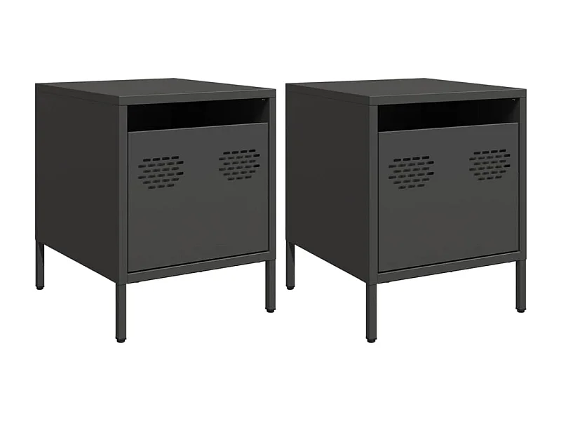 Tables de chevet Lot de 2 avec rangement noir 35x39x43,5 cm acier