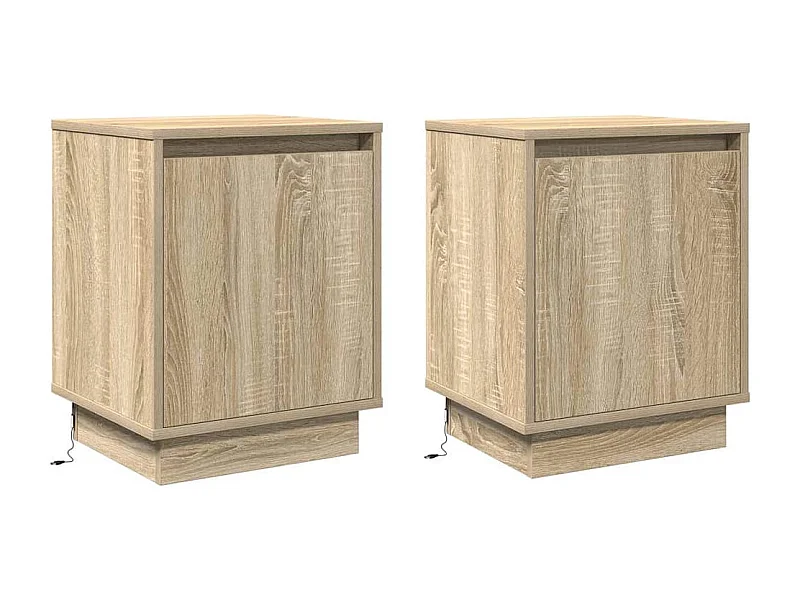 Mesita de Noche | Armario de Noche 2 uds Roble Sonoma 39x34.5x50 cm