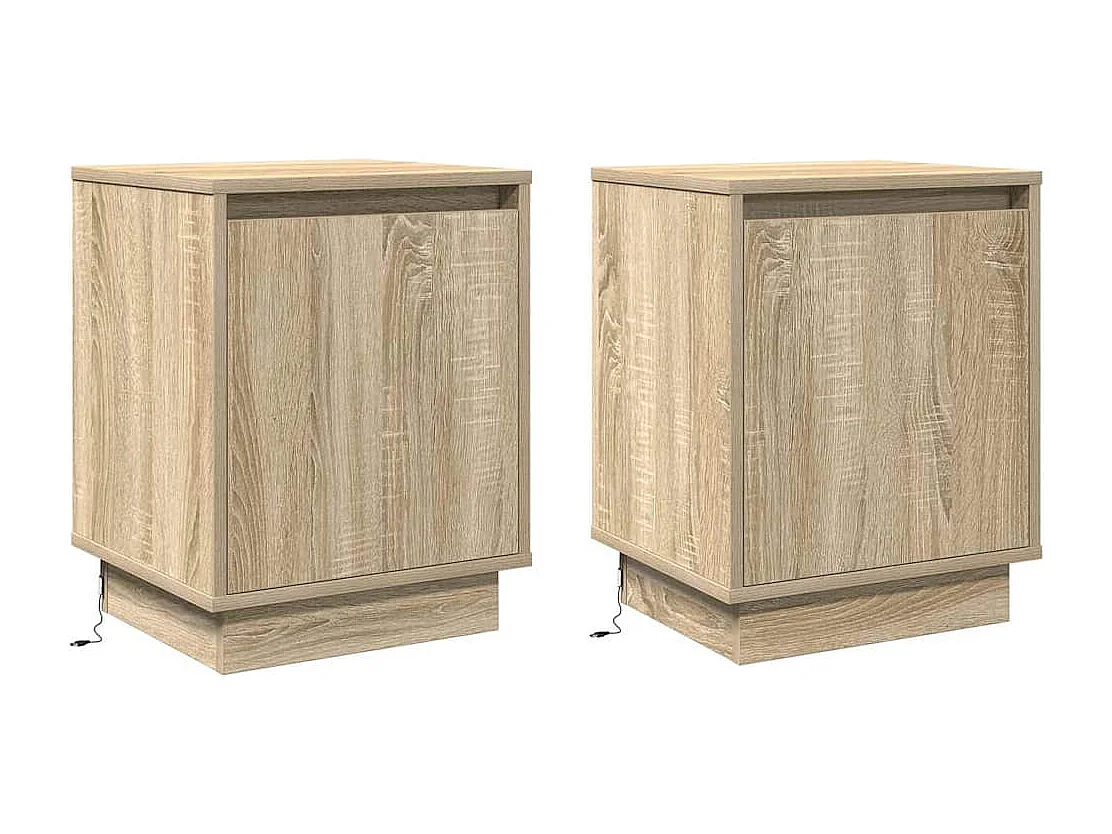 Mesita de Noche | Armario de Noche 2 uds Roble Sonoma 39x34.5x50 cm