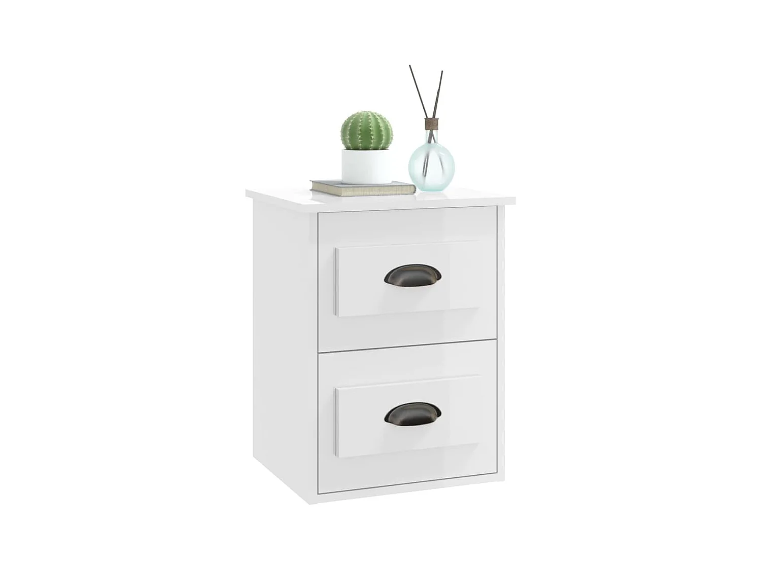 Mesitas de noche | Mesilla de noche de pared 2 uds blanco brillante 41,5x36x53 cm