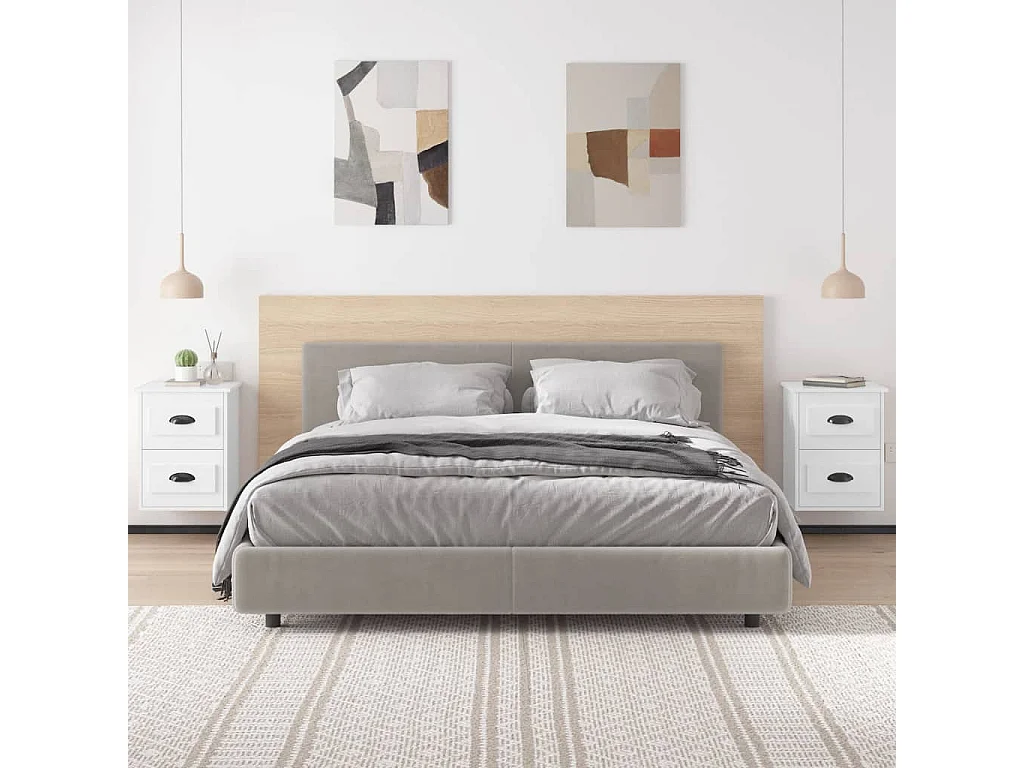 Nachttisch hängend 2er Set | Wand-Nachttische Hochglanz-Weiß 41,5x36x53 cm SHL94868