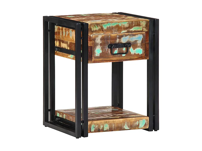 Table de chevet-Table de Nuit 40x35x50 cm bois de récupération massif