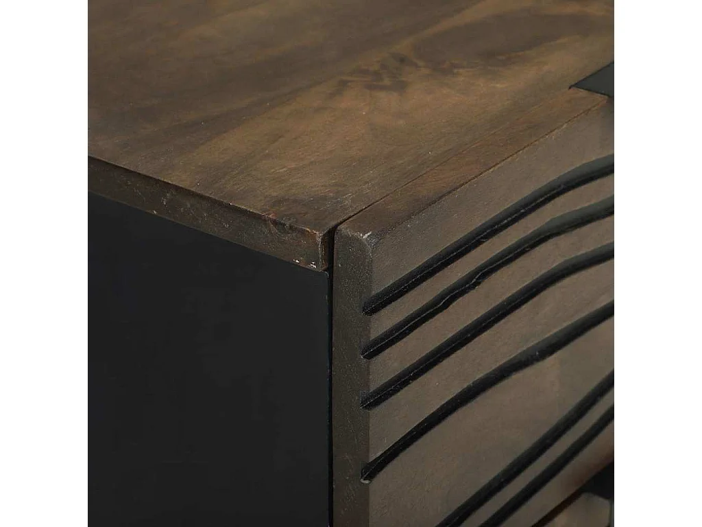 Nachttisch 2er Set-Beistelltisch Walnuss 40 x 33 x 46 cm Massivholz Akazie SHL92646