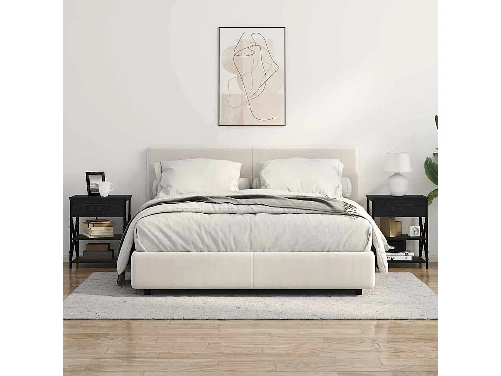 Mesa de Cabeceira | Armário Lateral com Estação de Carregamento Carvalho preto