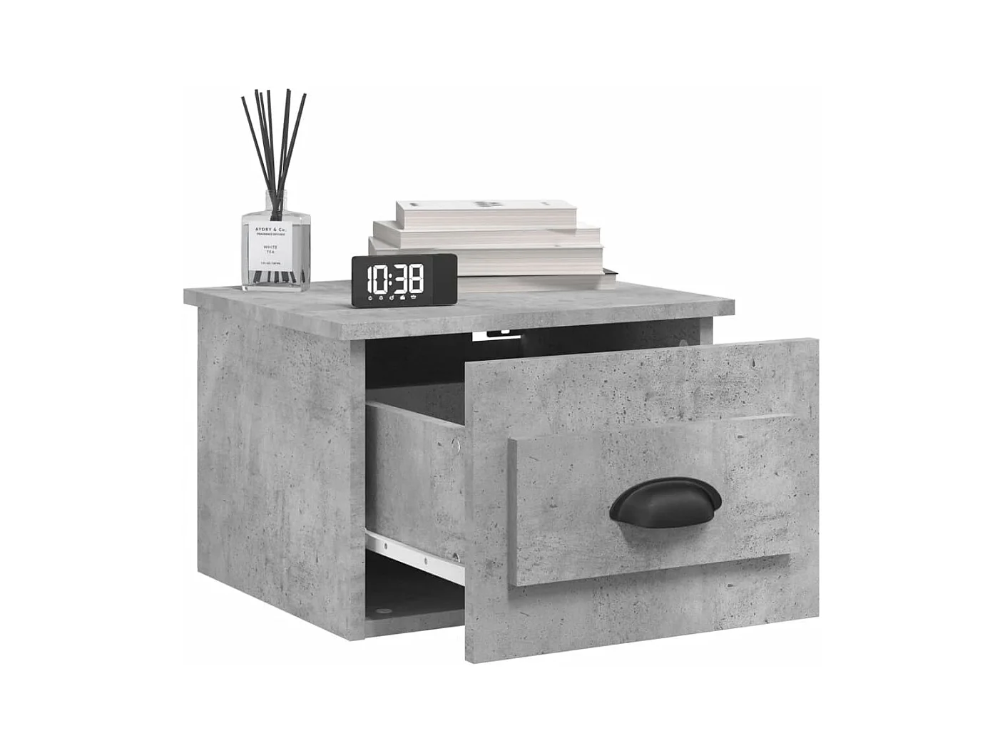 Mesita de noche | Mesilla de noche de pared 2 uds color gris hormigón 41,5x36x28cm