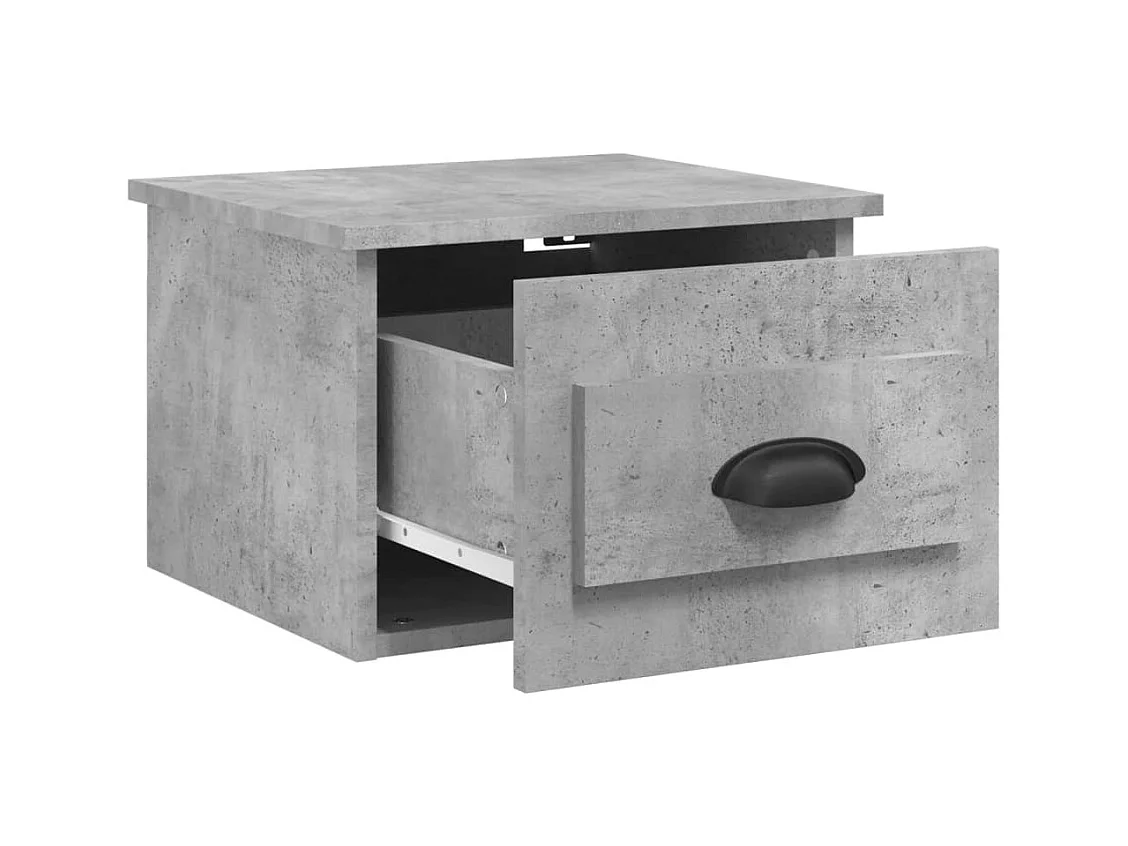 Mesita de noche | Mesilla de noche de pared 2 uds color gris hormigón 41,5x36x28cm