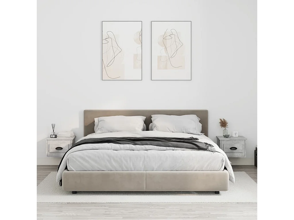 Nachttisch hängend 2er Set | Wand-Nachttische Betongrau 41,5x36x28 cm SHL9241