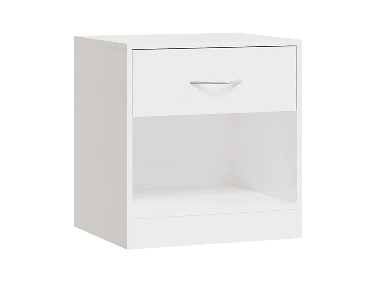 Mesitas de noche | Mesilla de noche 2 unidades con cajón blanco con brillo