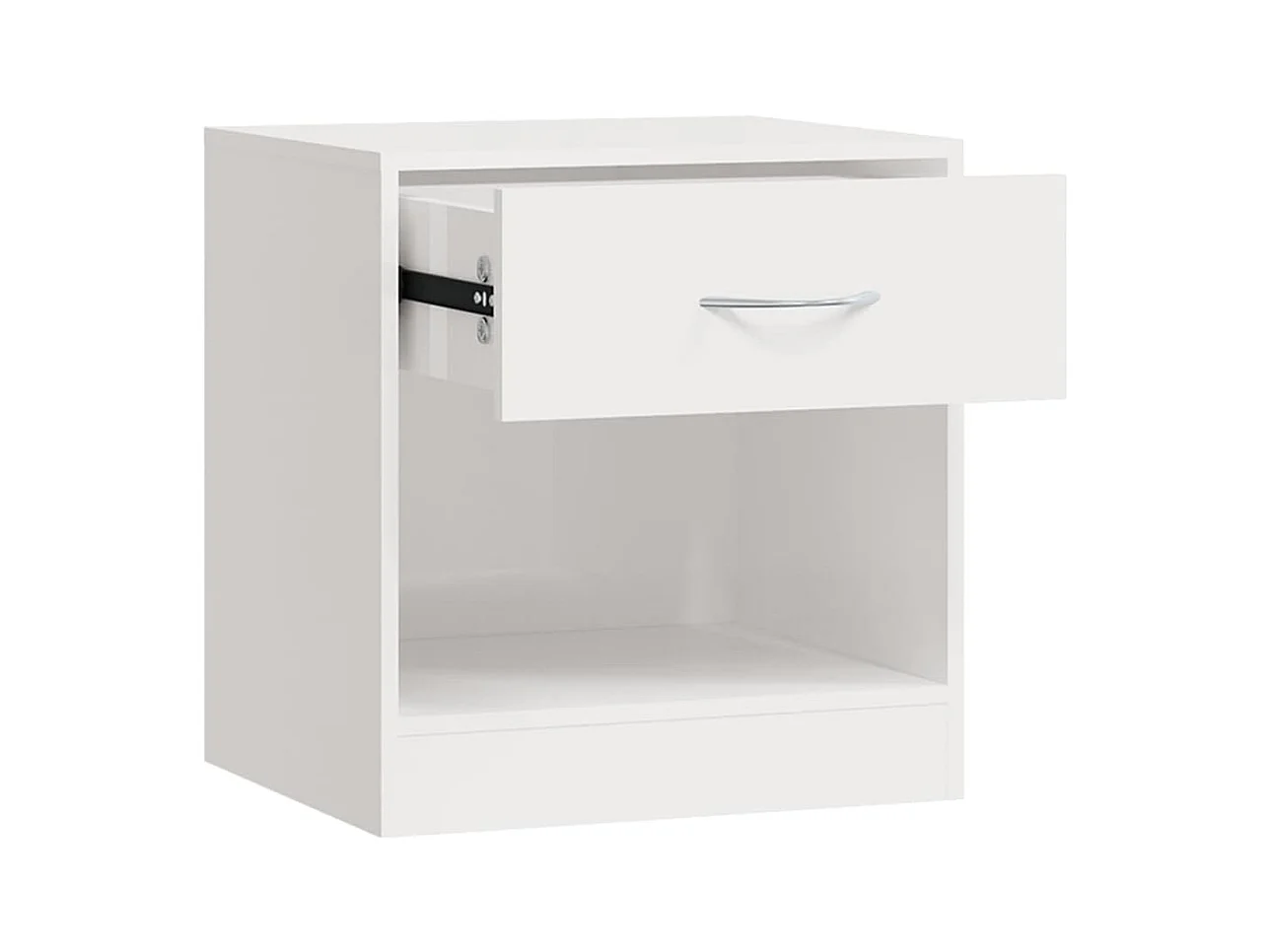 Mesitas de noche | Mesilla de noche 2 unidades con cajón blanco con brillo