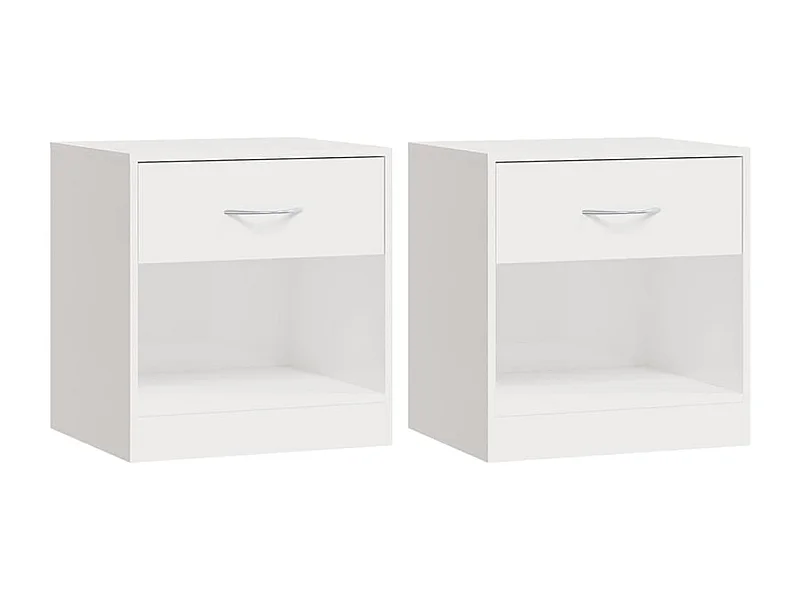 Tables de chevet-Tables d'appoint 2 pcs Compartiments ouverts Blanc brillant