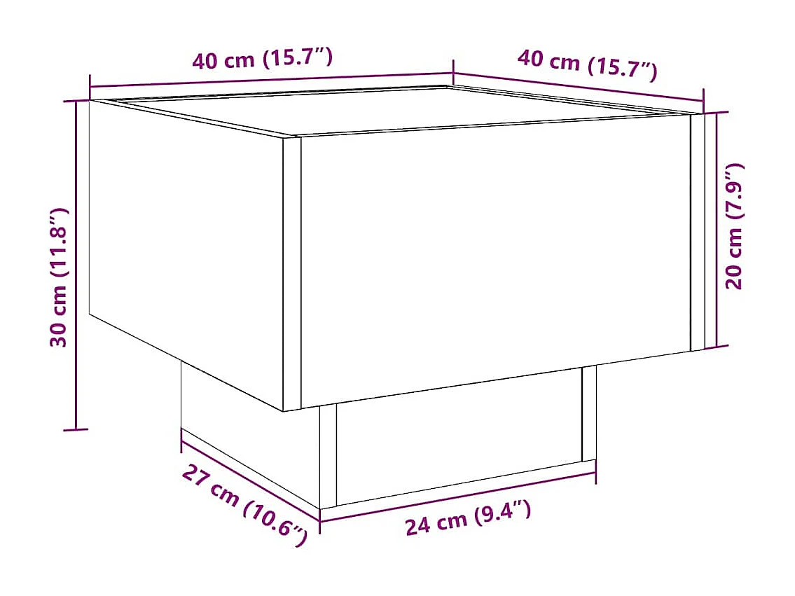 Mueble de almacenaje | Cabinete de Noche | Mesa auxiliar Roble artisan 40x40x30 cm