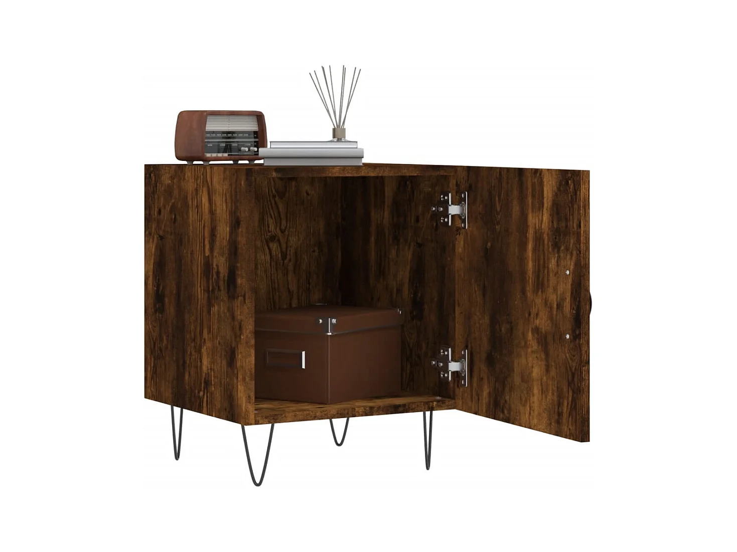 Mesa de Cabeceira Moderna 2 peças 40x40x50cm derivado madeira carvalho fumado