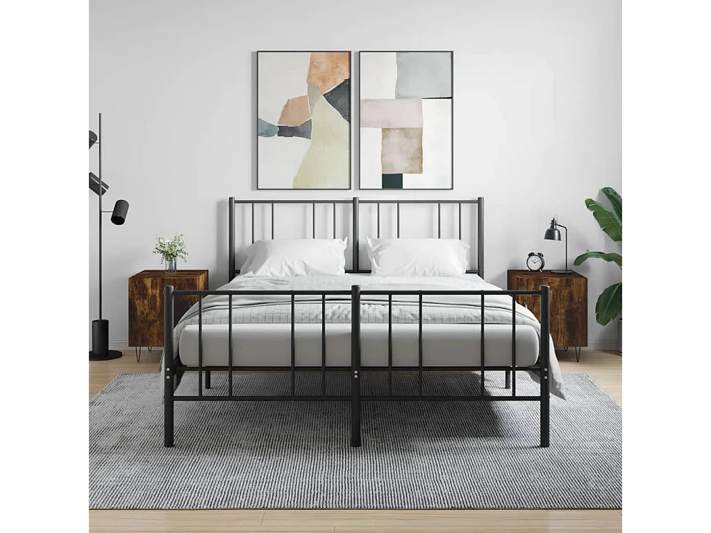 Mesitas de noche | Mesilla de noche 2 uds madera ingeniería roble ahumado 40x40x50 cm