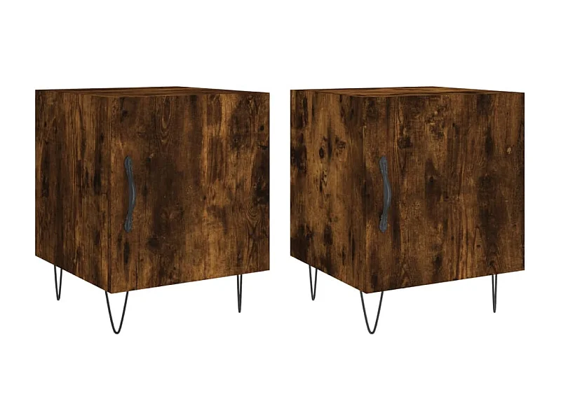 Lot de 2 Tables de chevet Étroite avec Étagère de rangement chêne fumé 40x40x50 cm bois d'ingénierie
