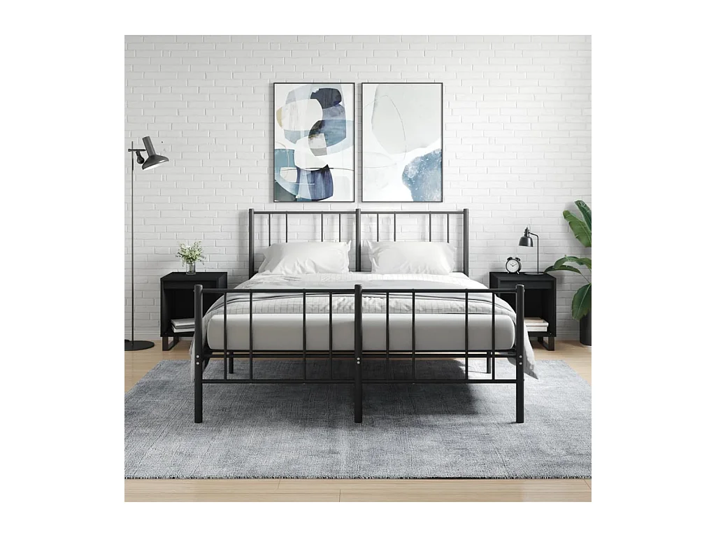 Mesitas de noche | Mesilla de noche 2 uds madera de ingeniería negro 40x35x50 cm