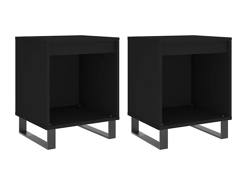 Lot de 2 Tables de chevet avec Compartiments ouverts noir 40x35x50 cm bois d’ingénierie